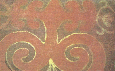 Фрагмент северокавказского войлочного ковра с валянным узором, 1974г.